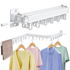 ZOFGENOW wall-mounted folding drying rack with slim profile for compact laundry spaces.