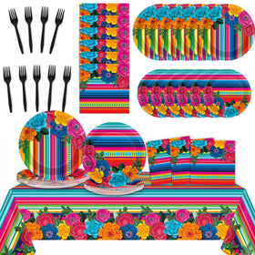 ZOIIWA Mexican Fiesta 9-inch plates with bright floral stripes for festive dining