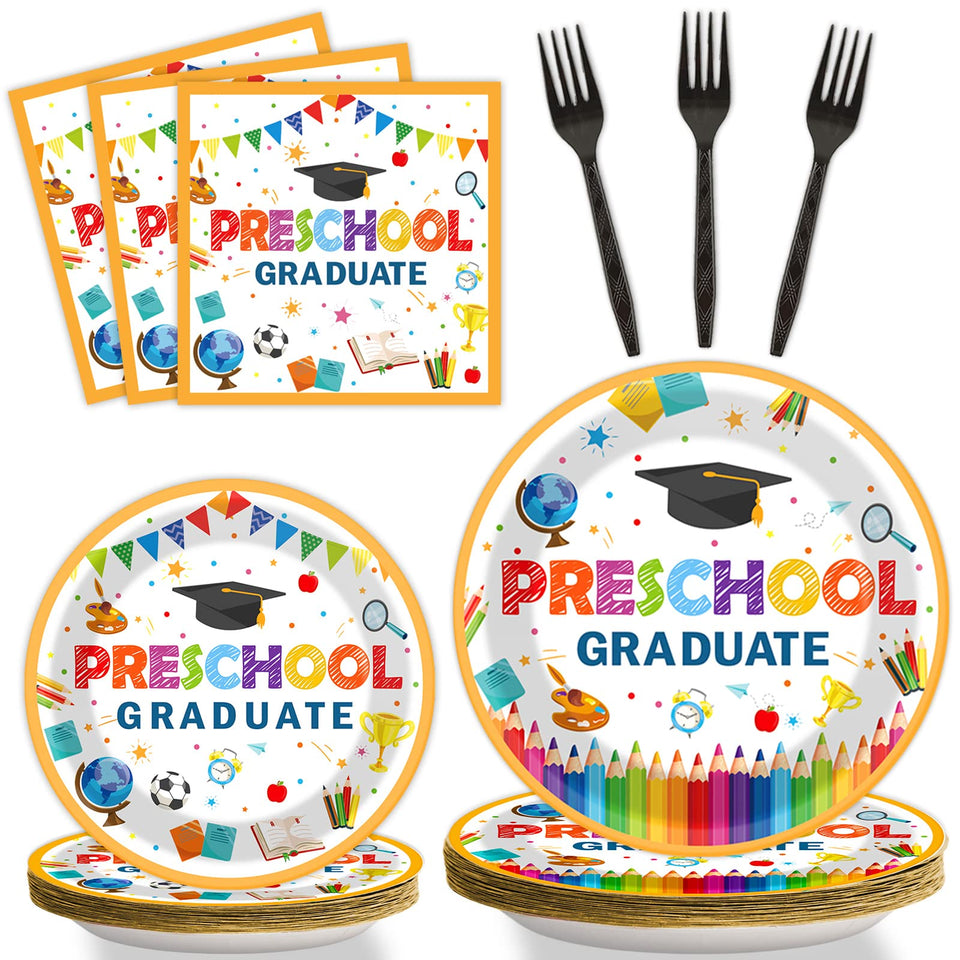 ZOIIWA preschool-grad-plates-9inch-white: Durable 9 inch plates for easy kid meals at graduation parties.