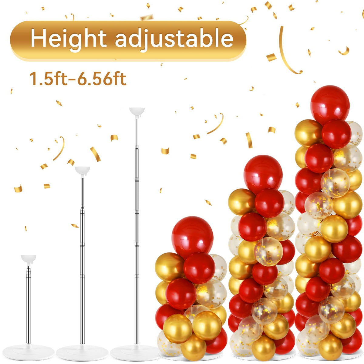 ZOIIWA PVC base supports a stable floor display for tall balloon columns