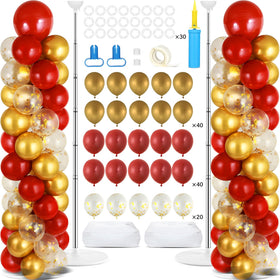 ZOIIWA red gold balloon column stand kit ready for elegant event decor and photo moments