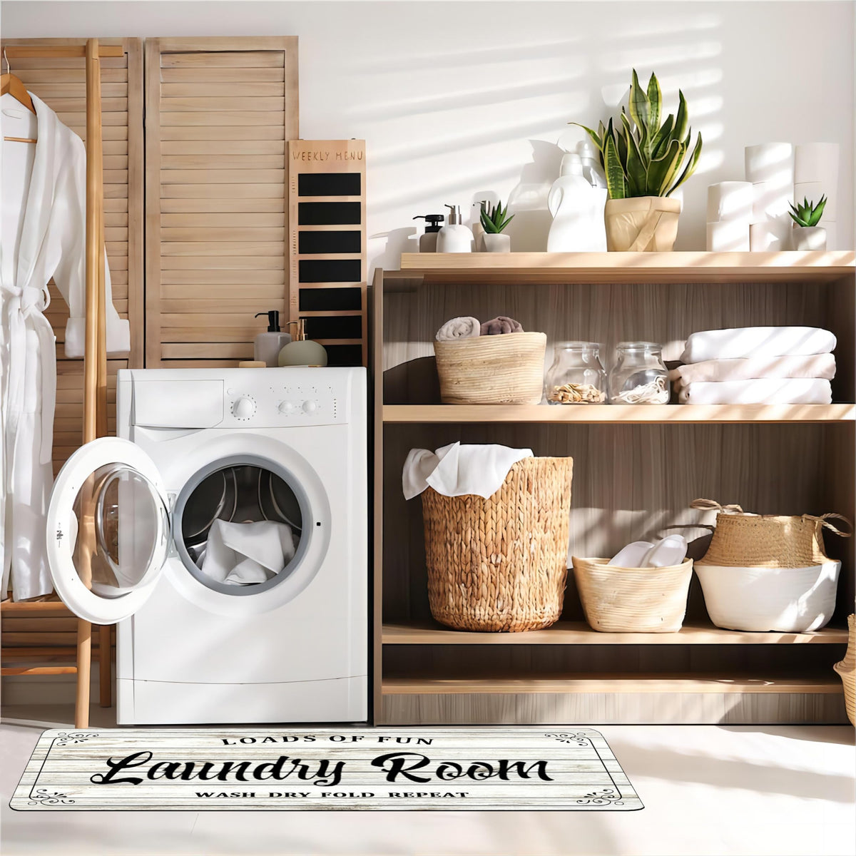 Zoke versatile rug suits kitchen, bathroom, hallway, and laundry spaces.