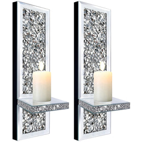 ZOLAPI crystal crush diamond candle sconce with shimmering glass for ambient lighting