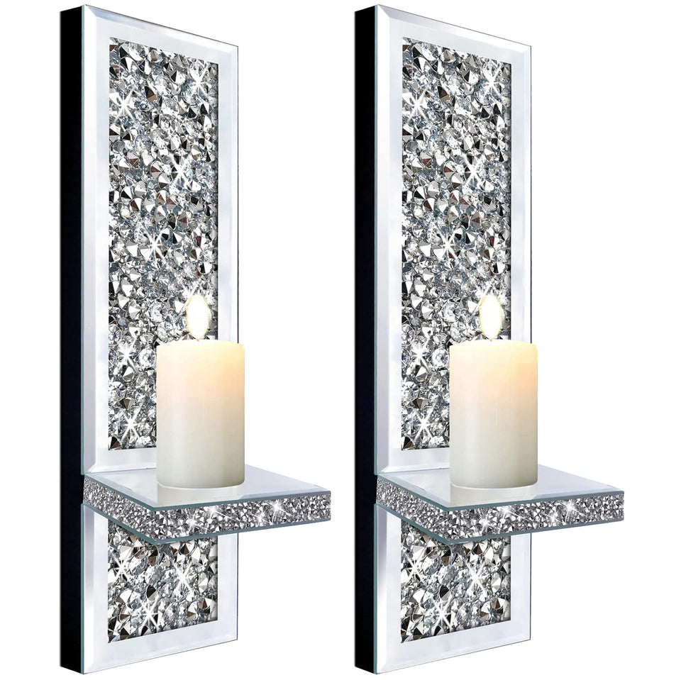 ZOLAPI crystal crush diamond candle sconce with shimmering glass for ambient lighting