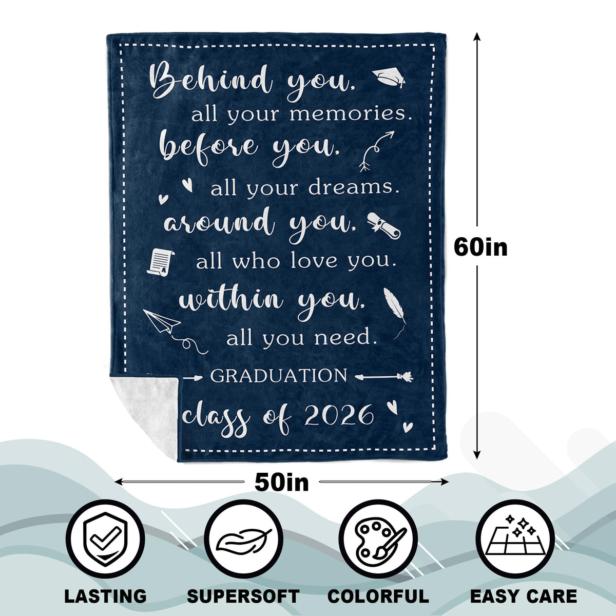 Zolumy graduation blanket great for picnics and travel adventures.