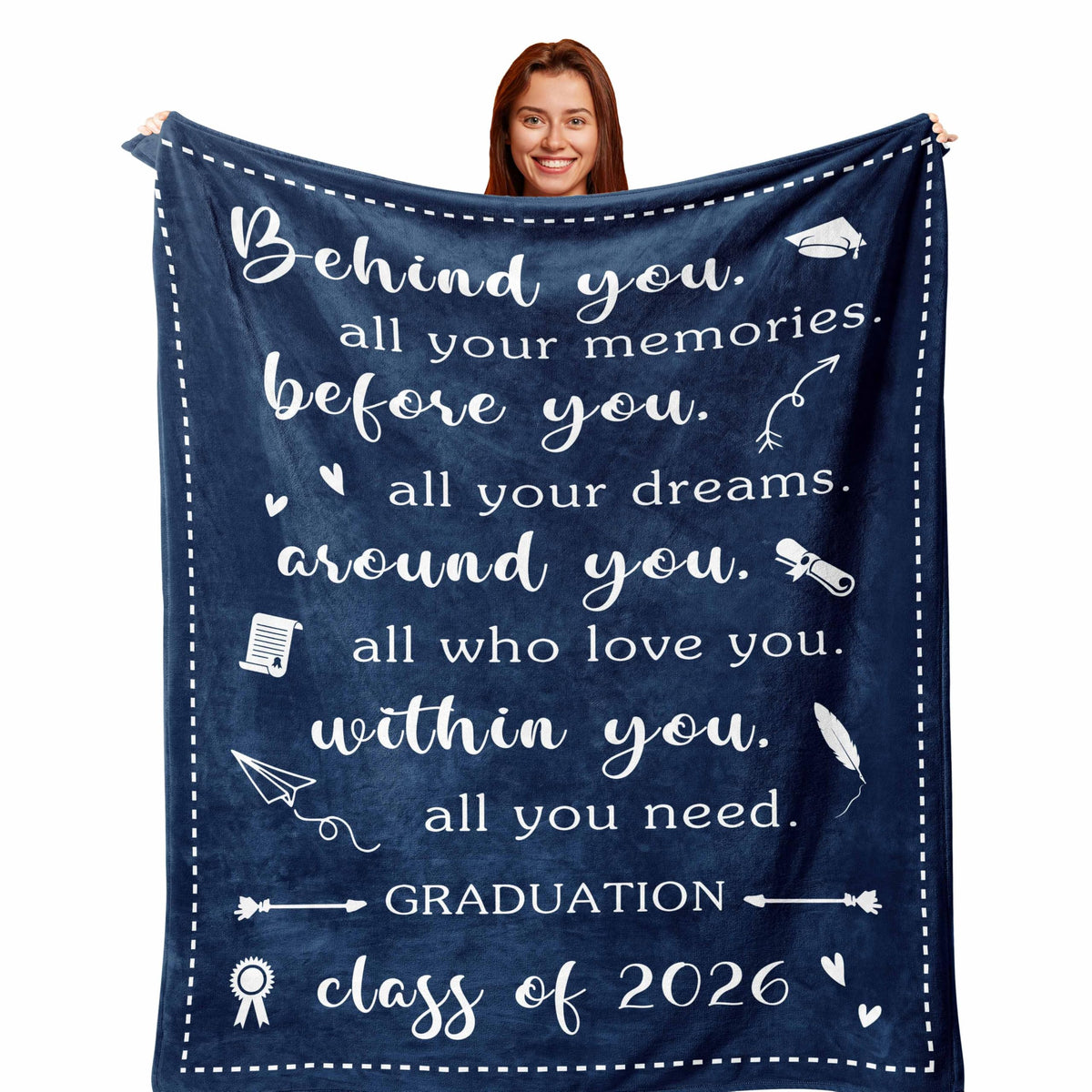 Zolumy graduation blanket with pattern adds celebratory flair for grads.