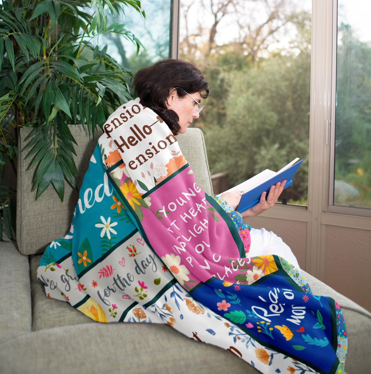 Zolumy blanket by the bed offers soft warmth for lounging at home.