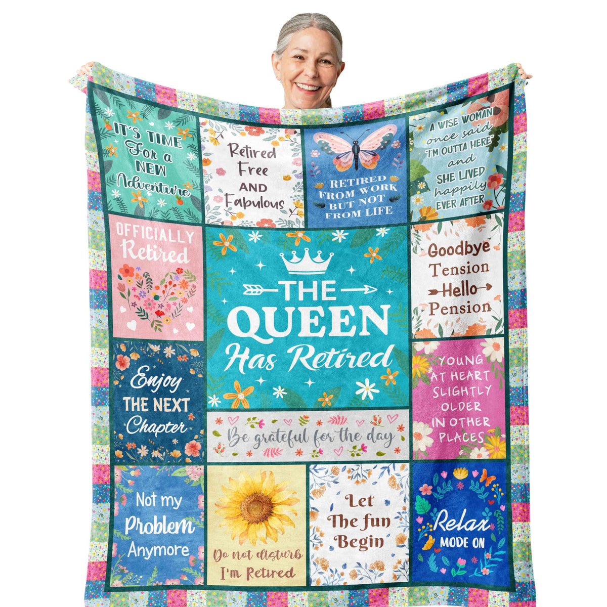 Zolumy retirement blanket folded, ideal as a thoughtful gift for a soon-to-retire woman.
