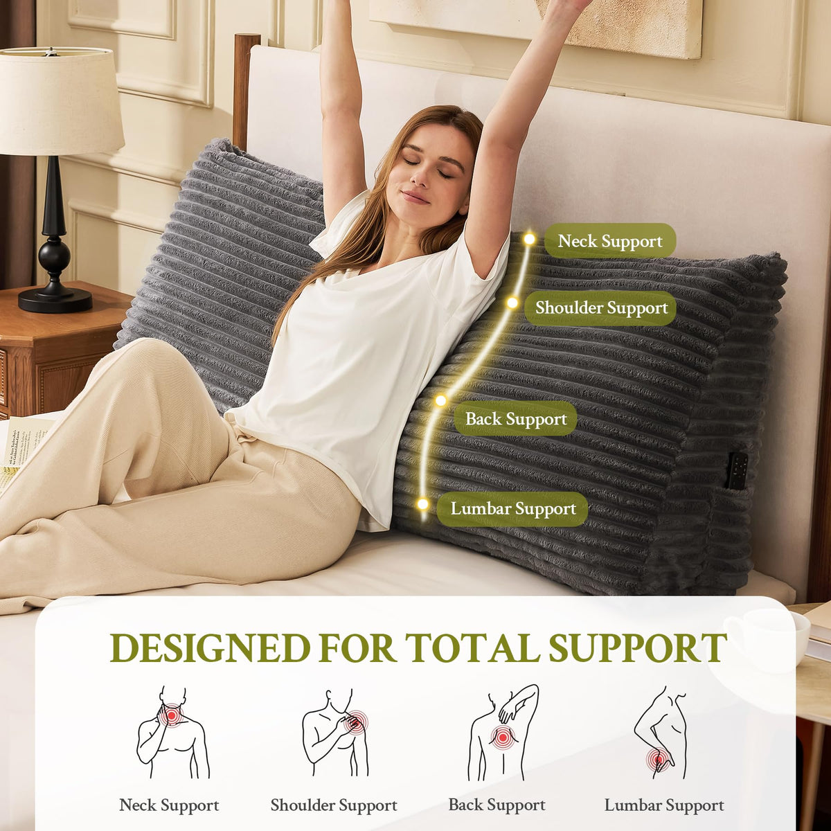 Zonamat headboard pillow removable cover shown for easy cleaning