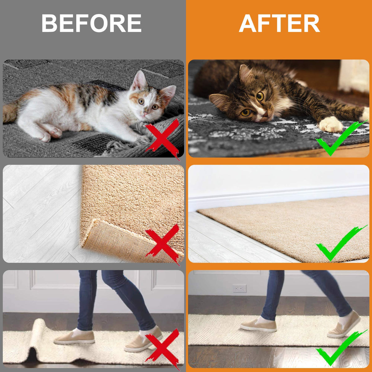 ZONGOOL rug tape easy-install design allows quick corner stabilization.