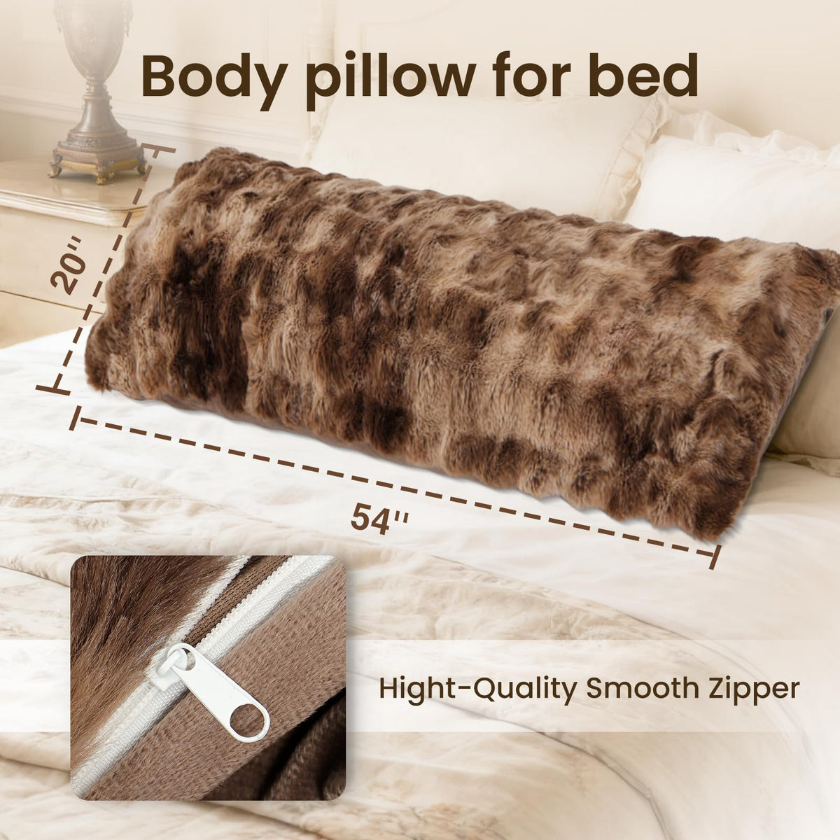 ZonLi body pillow with crystal velvet back for smooth lounging and style.