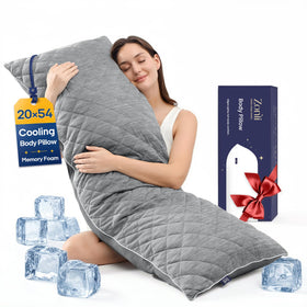 ZonLi cooling body pillow full view shows full body support for side sleepers.
