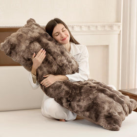 ZonLi fluffy body pillow with faux rabbit fur cover adds luxurious comfort to any bed.