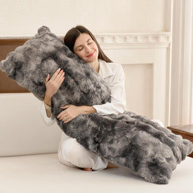 ZonLi fluffy body pillow in fuzzy faux rabbit fur for luxurious comfort.