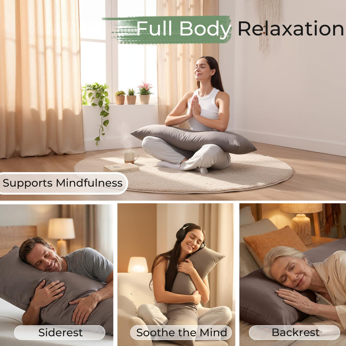 ZonLi full-body pillow supports side sleepers with proper body alignment.