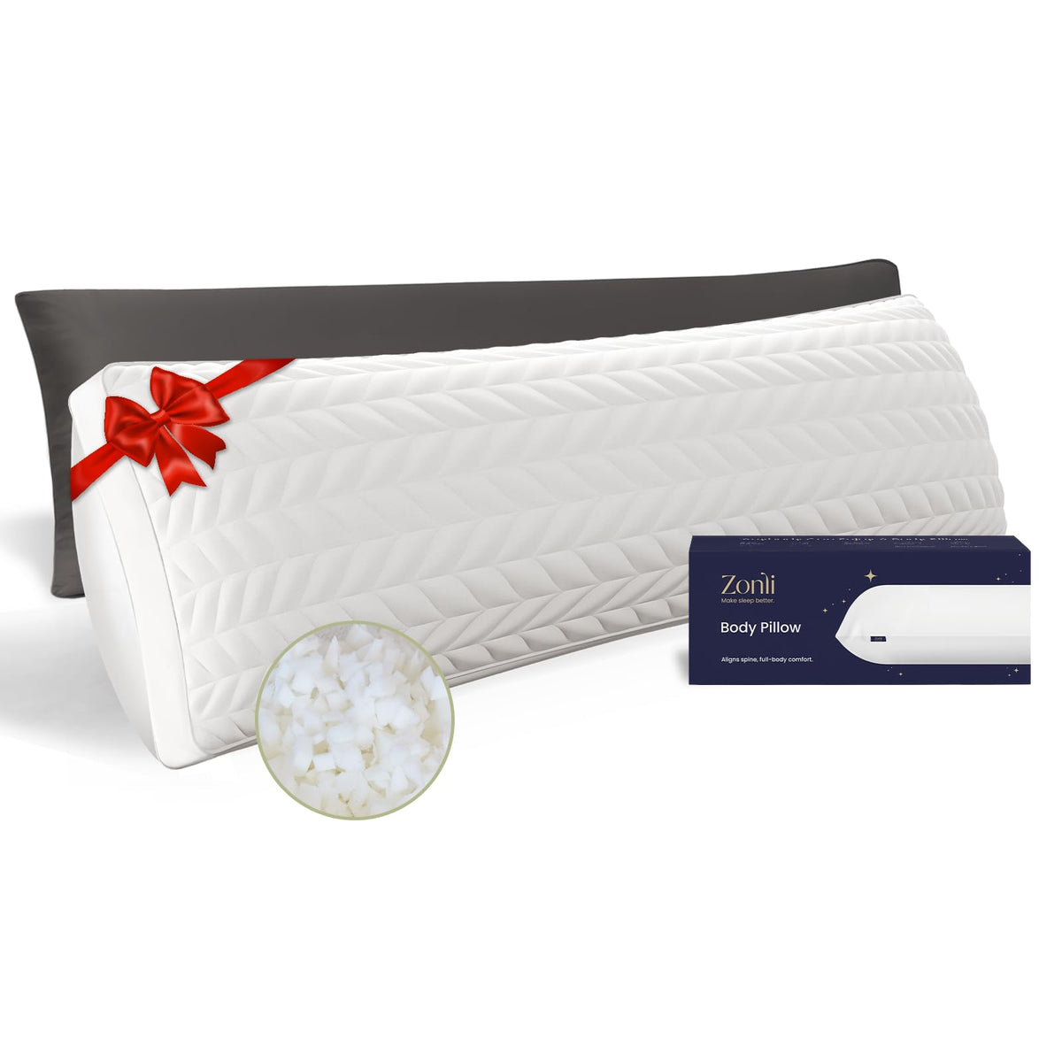 ZonLi long body pillow fully fluffed for immediate comfort