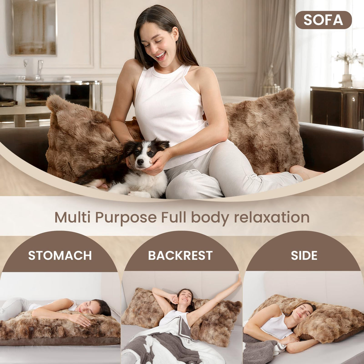 ZonLi long 20x54 inch pillow ideal for side sleepers and lounging.