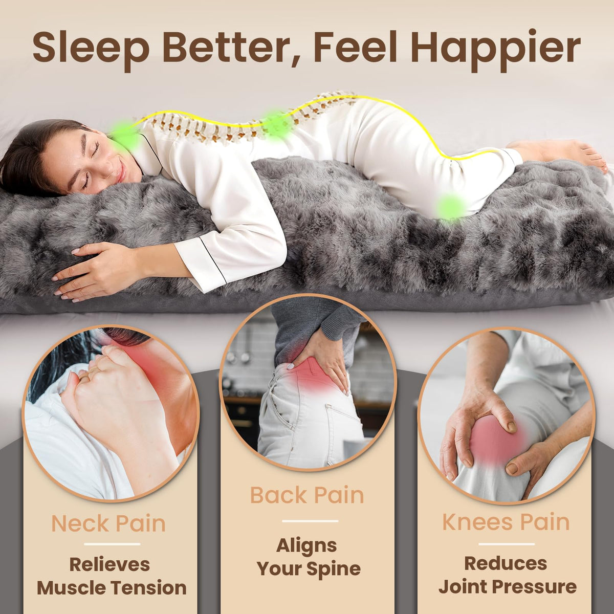 ZonLi shredded memory foam core contours the body for back and leg support.