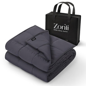 ZonLi weighted blanket dark grey folded for storage and cozy touch