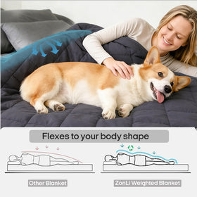 ZonLi weighted blanket on bed shows full-body coverage and weight distribution
