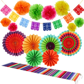 Zonon Fiesta serape table runner brightens your table for celebrations.