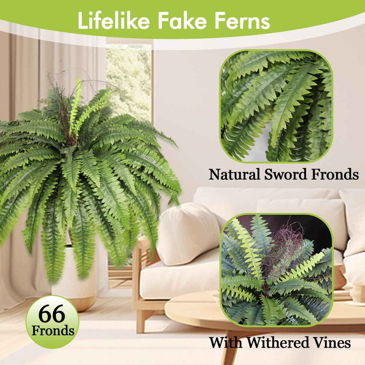 ZooFernzoom large faux fern adds natural touch to interiors.