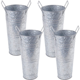 ZOOFOX galvanized vase set, 9-inch tall, ideal for rustic centerpieces.