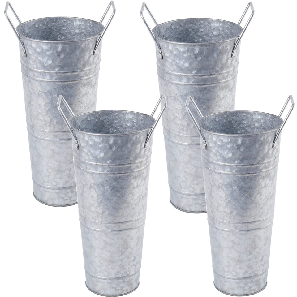 ZOOFOX galvanized vase set, 9-inch tall, ideal for rustic centerpieces.
