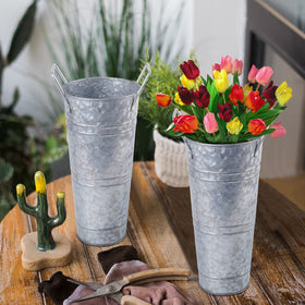 ZOOFOX metal vase with liner protects stems and simplifies arranging.