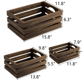 ZOOFOX rustic wood basket with handles for easy transport.