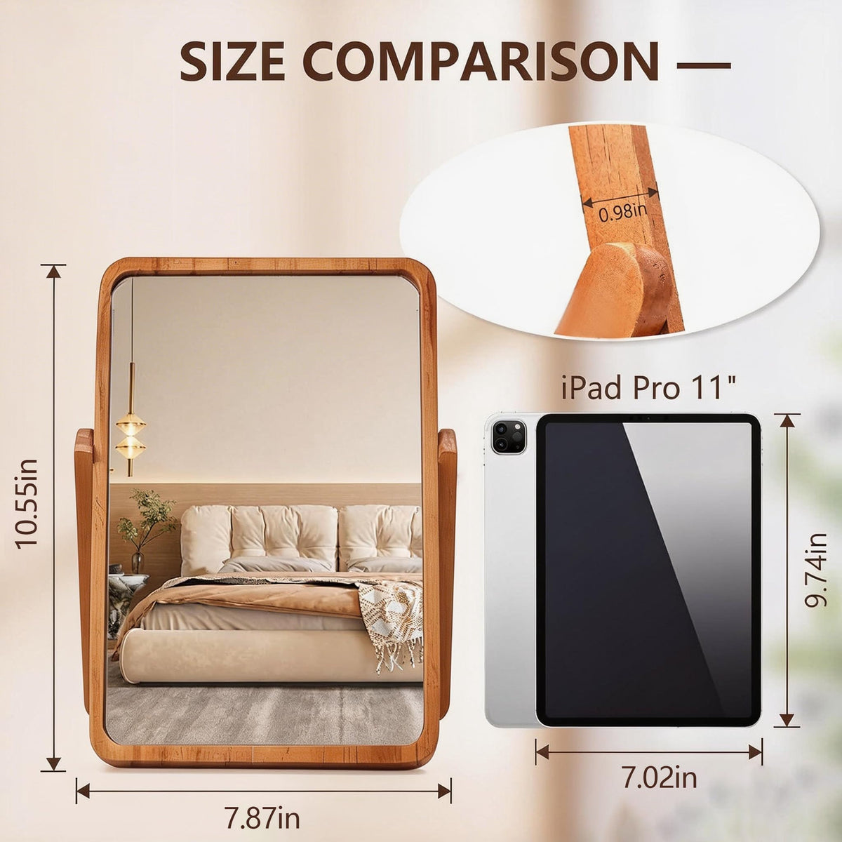 ZOROSY rectangle wall-mounted makeup mirror saves space with elegant decor