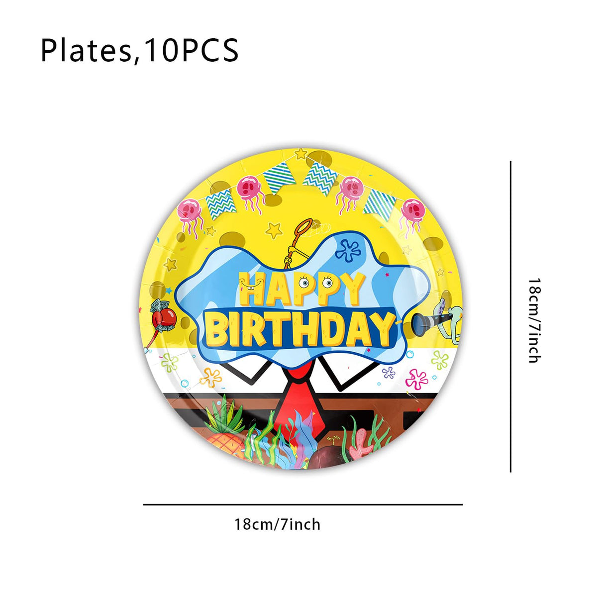 Zorpex cartoon sponge 7 inch plates with cute sea motifs