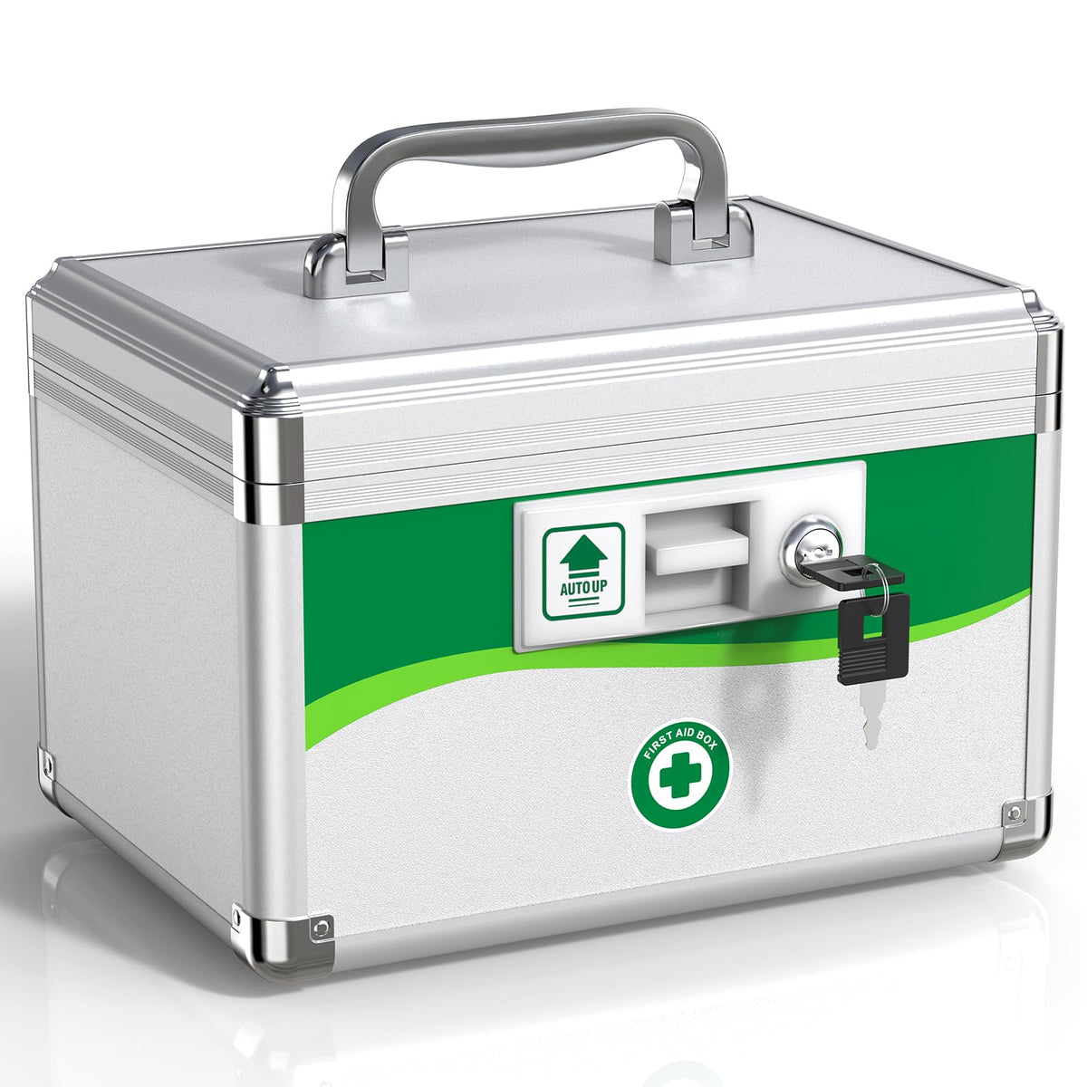 ZORVIDSON medicine lock box with keys in locked state for secure access.