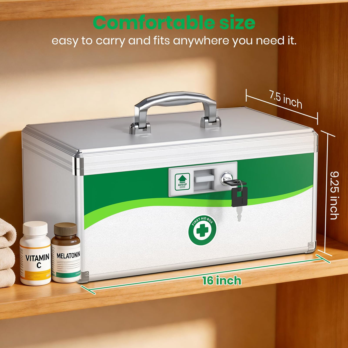 Removable tray inside the ZORVIDSON lock box for easy organization.