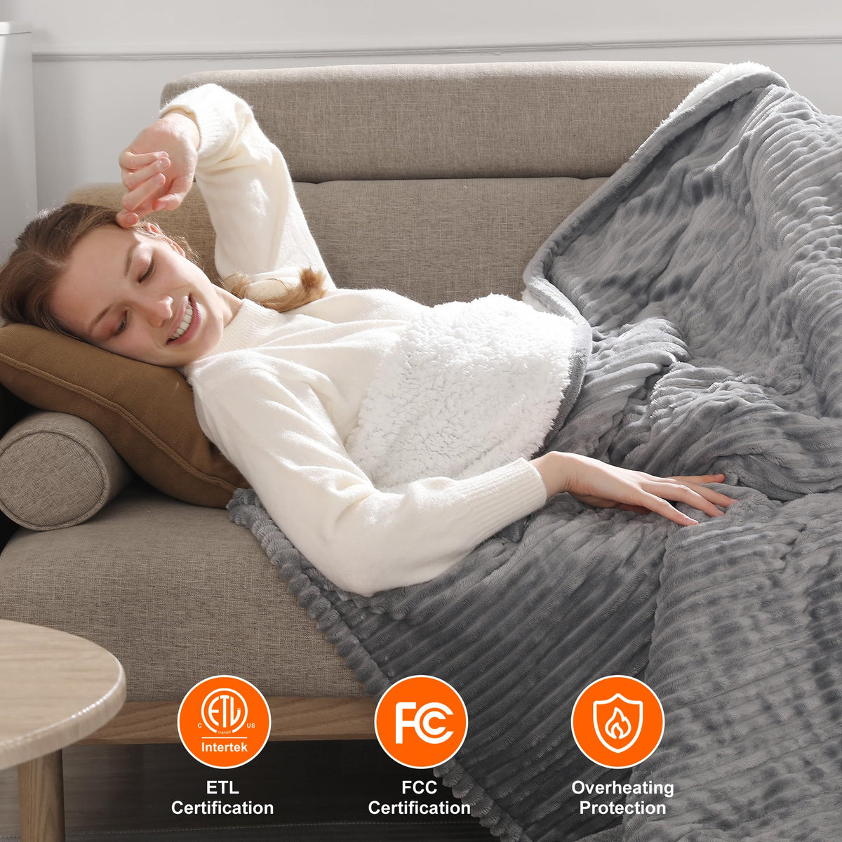 Zorvixia electric blanket highlights energy-saving design.