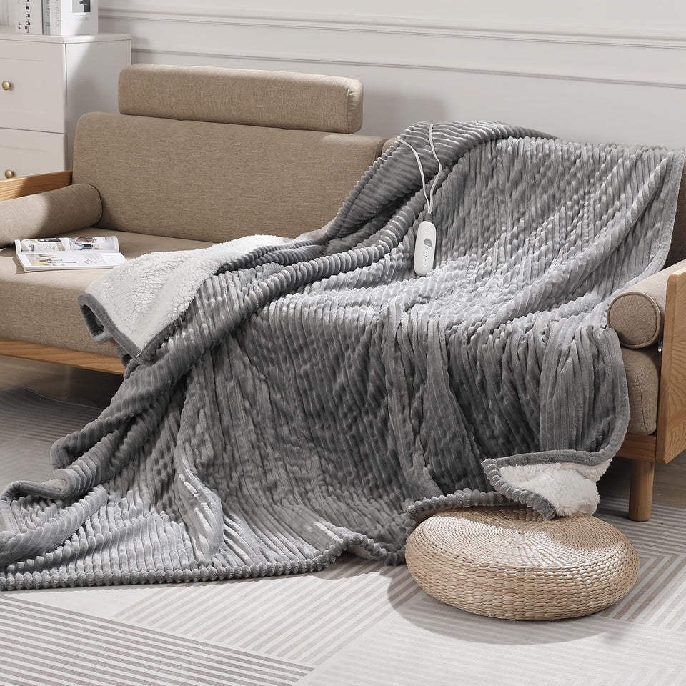 Zorvixia twin electric blanket with heat level controls for quick warmth.