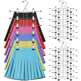 Zoryllic 6-tier skirt hanger saves space while holding multiple items.