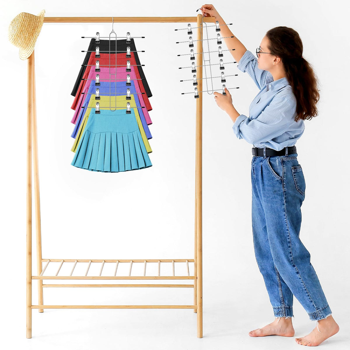Zoryllic four-pack closet hangers ideal for small dorm rooms.