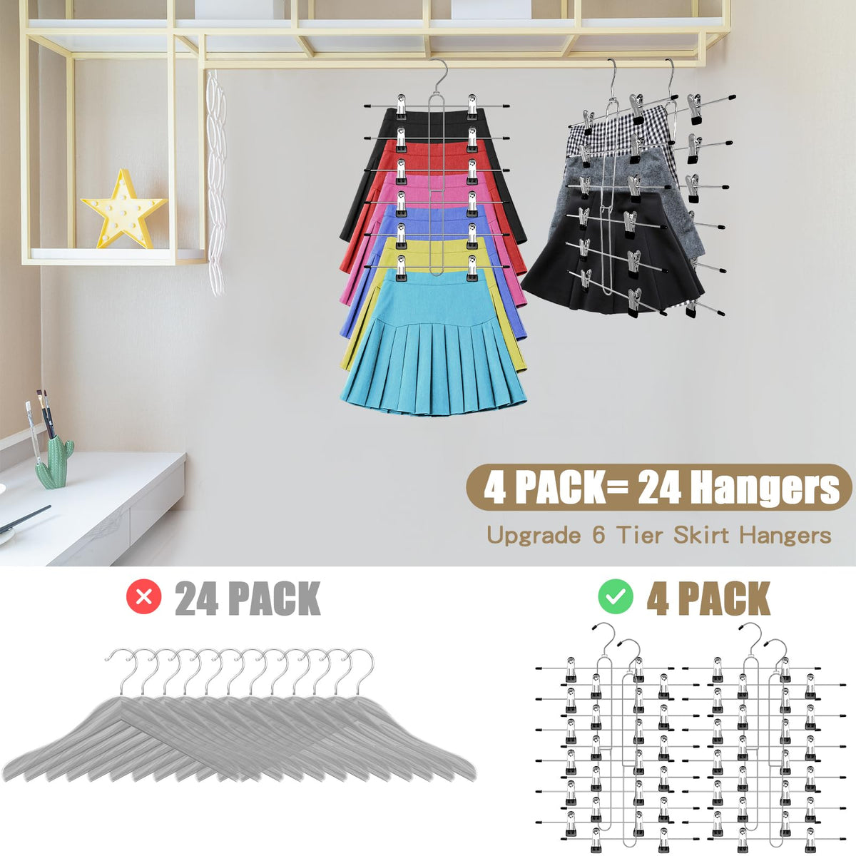 Zoryllic stainless steel hanger with rubber edge protection keeps fabrics safe.