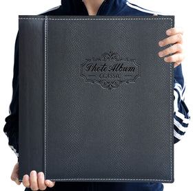 ZOVIEW ART photo album with black leather cover, durable and premium.