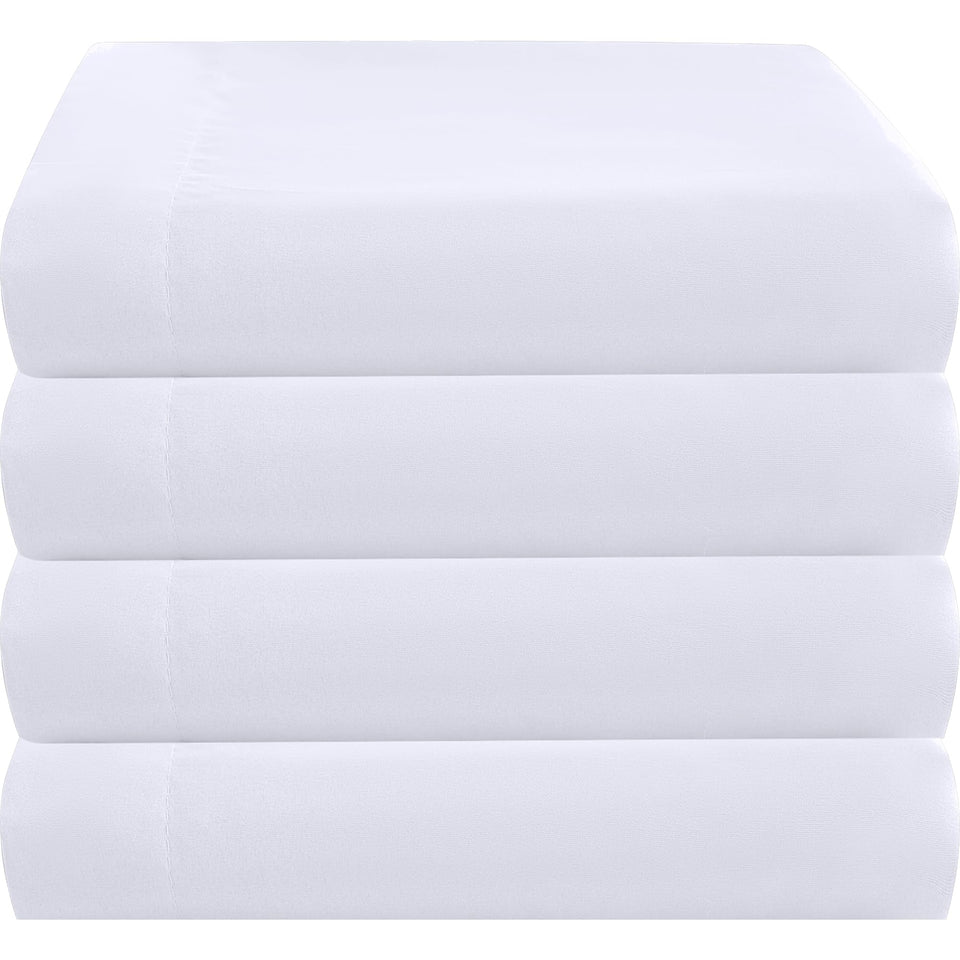 ZPECC king flat sheet four-pack in white top sheet for hotel-style comfort