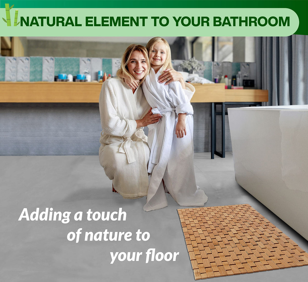 ZPirates bamboo bath mat folded compact for easy transport