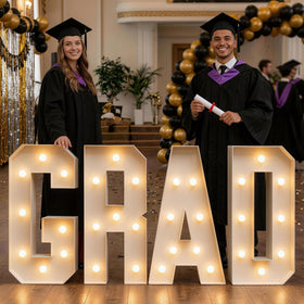 ZPISF Grad Letters Kit 3ft sign with warm LEDs enhances graduation photos.