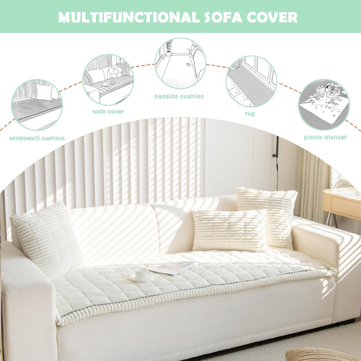 ZQFFB dog couch protector highlights breathable fabric for comfortable lounging.