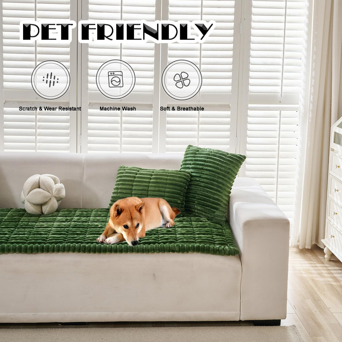 ZQFFB pet couch cover non-slip bottom keeps sofa in place during movie nights
