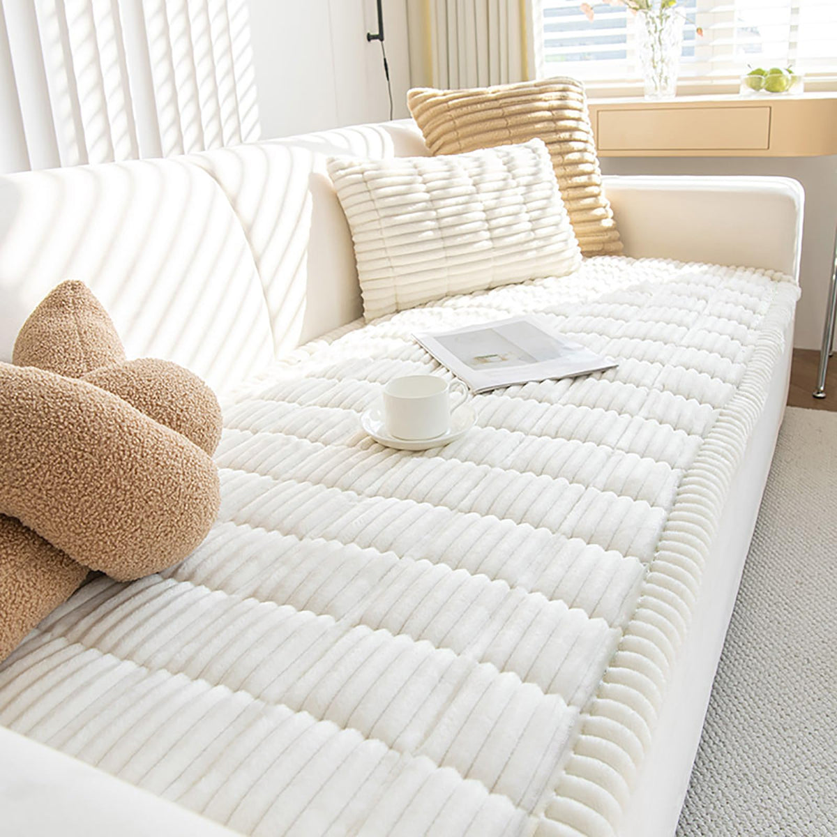 ZQFFB pet couch cover on a sofa delivering snug, non-slip protection