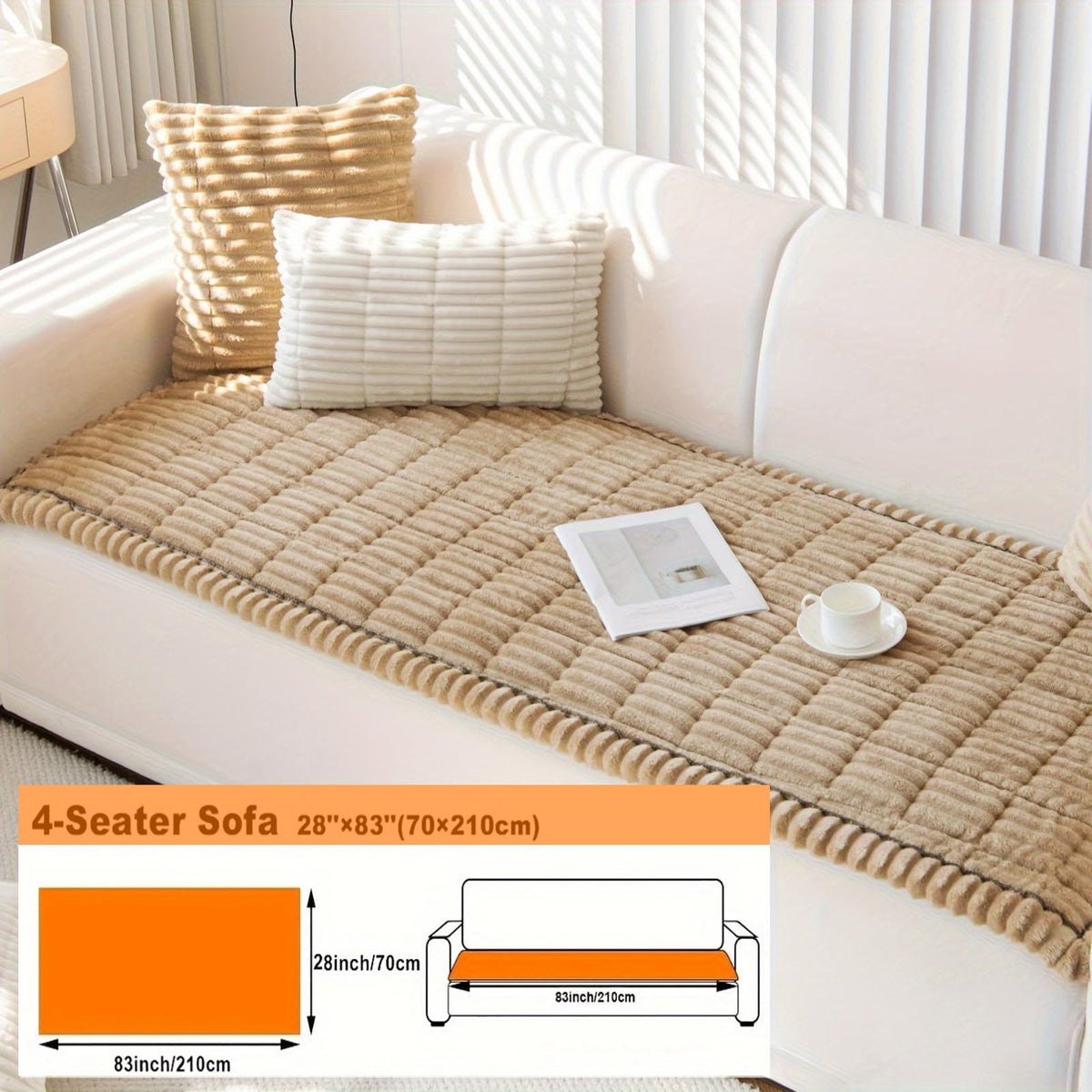 ZQFFB sofa with two cushions and cover in place.
