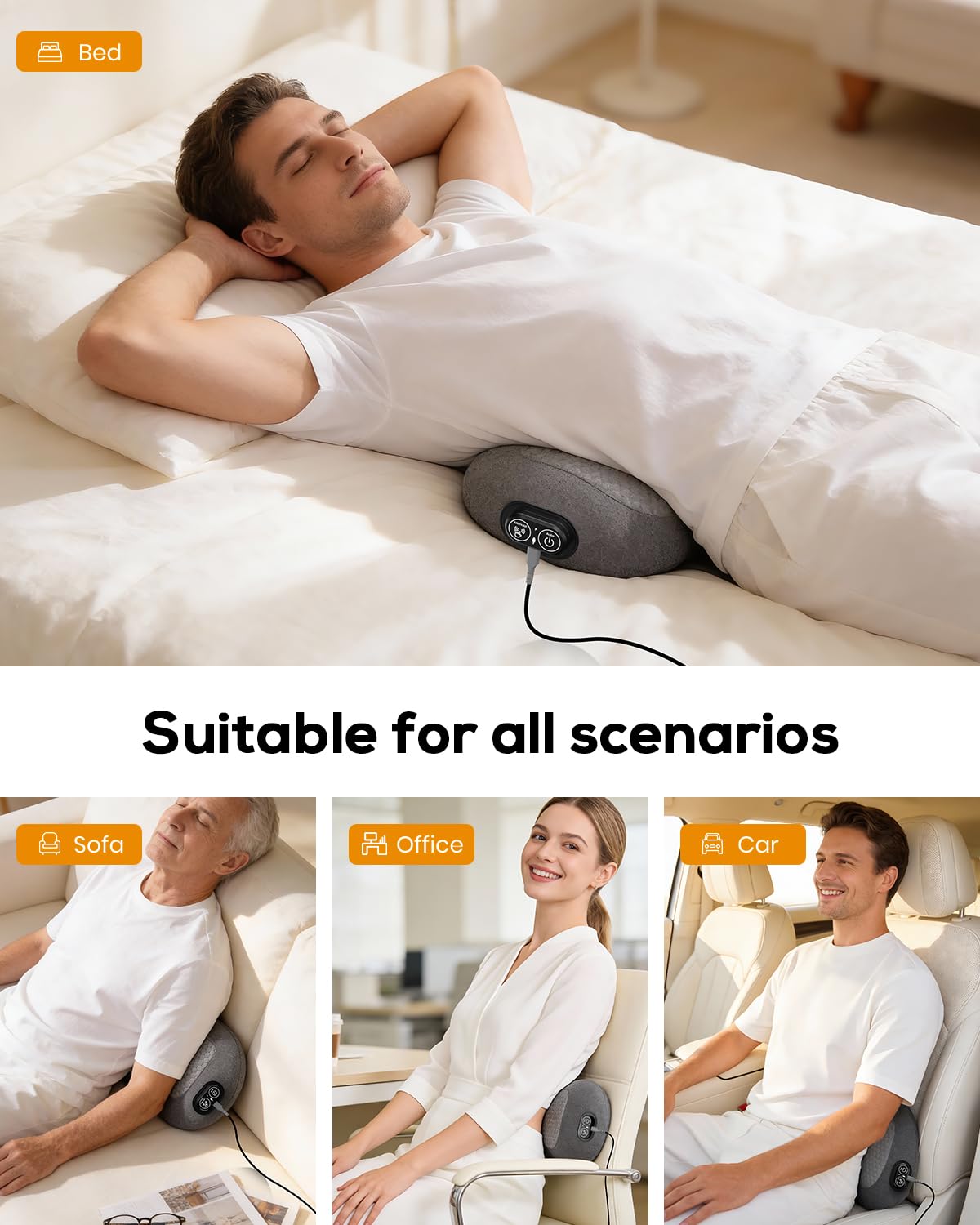 Zrpeo lower back massager in bed or chair setup