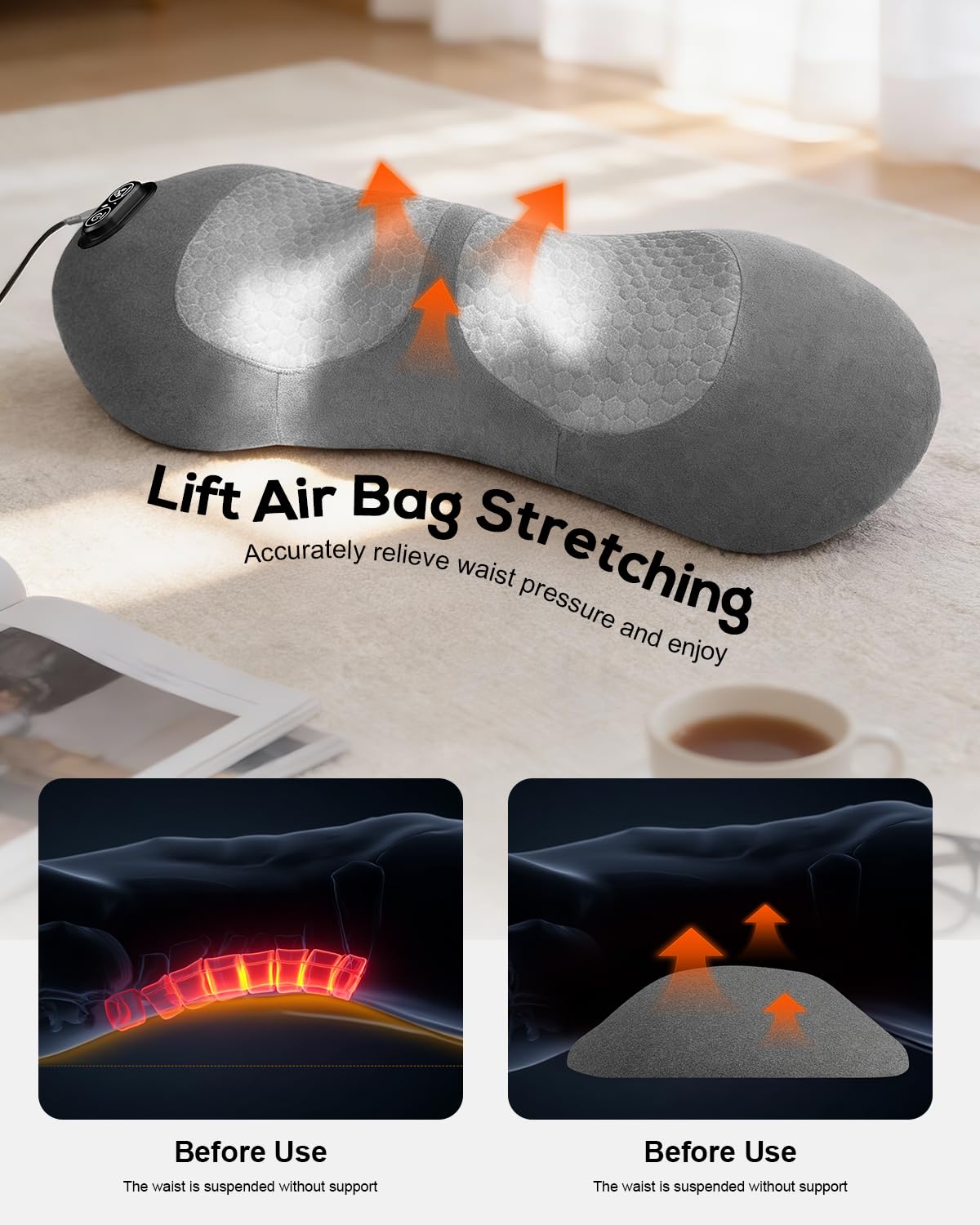 Zrpeo lumbar support pillow memory foam for ergonomic comfort