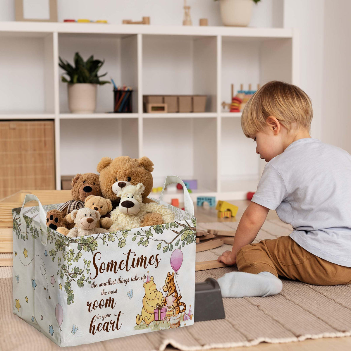Winnie-themed design adds a cute decorative touch to kid spaces.